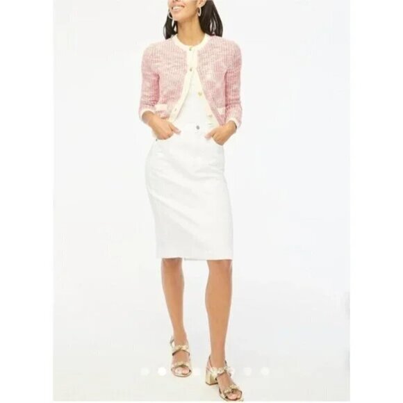 J. Crew Plus Back Slit A-line Denim Midi Skirt White Size 18 NWT - Picture 1 of 8